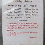 lobby hours sign