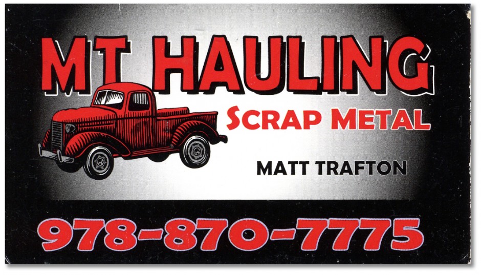 MT Hauling business card