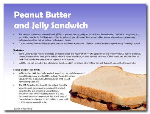 Slide about everybody's favorite sammie, the PBJ