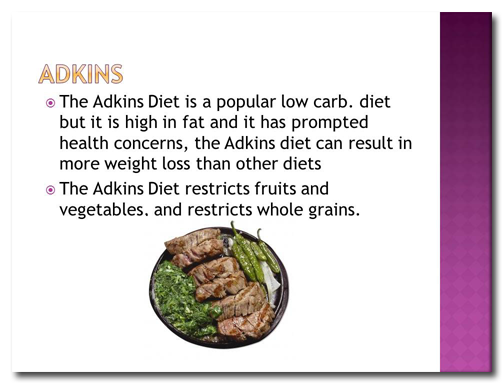 "Adkins" diet before