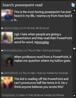 Tweets about boring PowerPoint