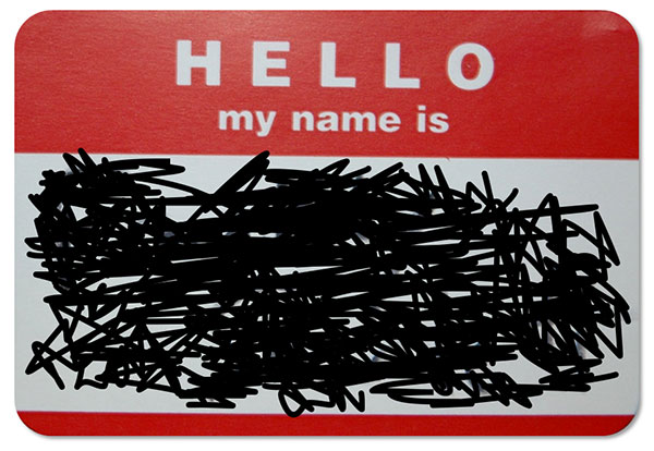 Scribbled-on nametag