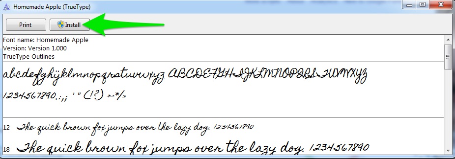 Installing fonts on a PC