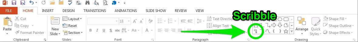 Scribble tool in the ribbon