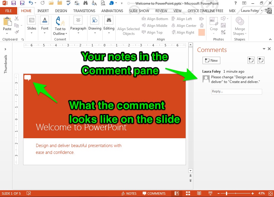 PPT Comment tool in action