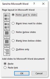 Image of Export to Word window