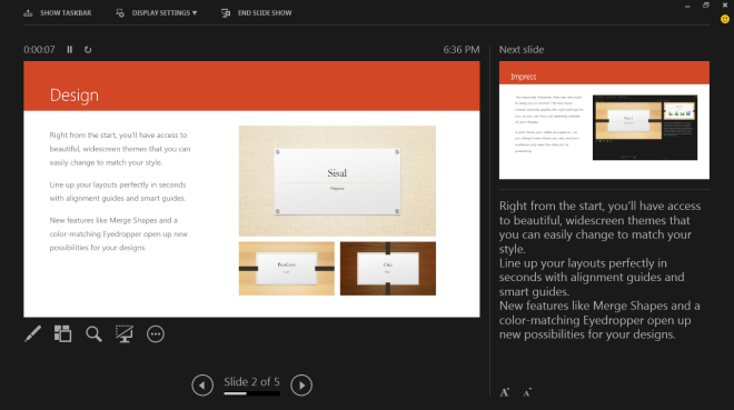 Screen shot of PowerPoint's Presenter View